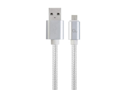 GEMBIRD Kabel MicroUSB - USB, opletený, stříbrný, 180cm