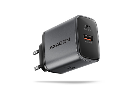 AXAGON ACU-PQ67 GaN nabíječka do sítě 67W, USB-A + USB-C, PD3.0/PPS/QC4+/SFC2.0/Apple