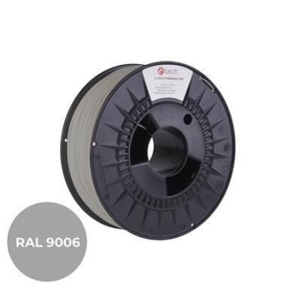 C-TECH Tisková struna (filament) PREMIUM LINE, PLA, bílý hliník, RAL9006, 1,75mm, 1kg