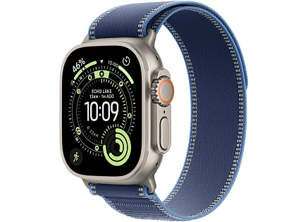 Apple Watch Ultra 3 GPS + Cellular 49mm Natural Titanium Case with Blue/Bright Blue Trail Loop - S/M Apple Watch Ultra 3 GPS + Cellular 49mm Natural Titanium Case with Blue/Bright Blue Trail Loop - S/M