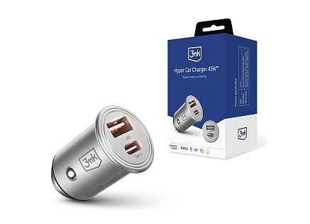 3mk nabíječka do auta - Hyper Car Charger 45W, 1x USB + 1x USB-C (PD)