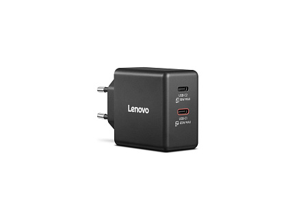 LENOVO napájecí adaptér Dual USB-C 65W GaN Charger Black - EU