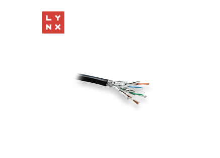 LYNX SFTP kabel, Cat6a, PE, celoměděný, venkovní, černý,  cívka 500m