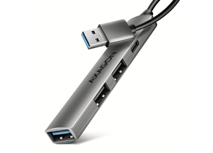 AXAGON HUE-STA, 4x USB ALU STRIP hub, 1x USB-A 5Gbps, 2x USB-A & 1x USB-C 480Mbps, kabel USB-A 12cm