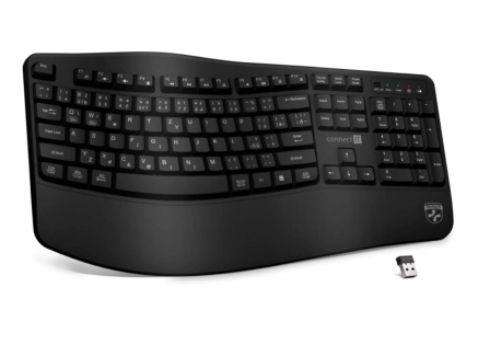 CONNECT IT FOR HEALTH Ergonomická klávesnice ErgoOffice, Bezdrátová, CZ+SK, černá CONNECT IT FOR HEALTH Ergonomická klávesnice ErgoOffice, Bezdrátová, CZ+SK, černá