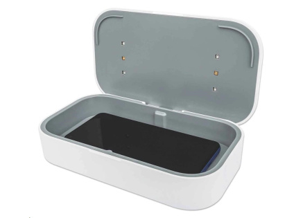 MANHATTAN dezinfekční pouzdro UV-C s bezdrátovým nabíjením, 10W bezdrátová nabíjecí podložka, bílá