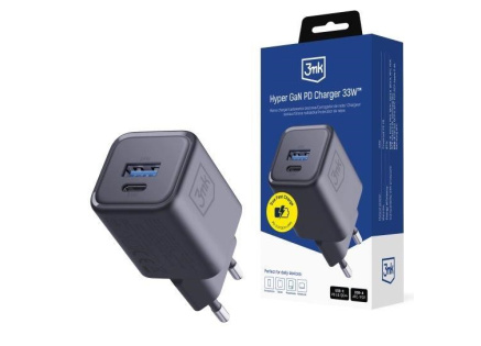 3mk napájecí adaptér Hyper Charger PD 33W GaN QC4+ PPS AFC FCP SCP 1A1C  Black