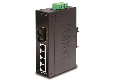 Planet ISW-511TS15, 4x 10/100Base-TX+ 1xSC 100BASE-FX 15km, SM, DIN, IP30, -40~75°C