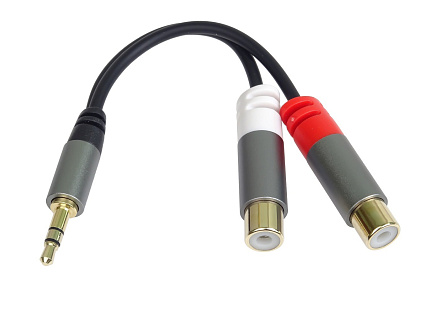 PremiumCord kabel HQ Jack 3.5mm Male - 2x CINCH Female 15cm