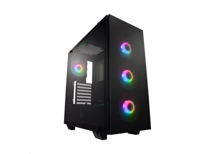 Fortron skříň Midi Tower CMT512 Black, 4 x A.RGB LED fan, průhledná bočnice
