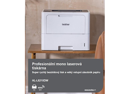 BROTHER tiskárna laserová mono HL-L6210DW - A4 50ppm 1200x1200 256MB 520listů LAN USB WIFI DUPLEX