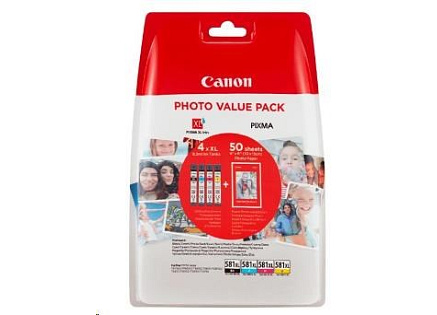 Canon CARTRIDGE CLI-581XL BK/C/M/Y fotopapír PP-201 pro PIXMA TS615x, TS625x, TS635x, TS815x (400 str.) Canon CARTRIDGE CLI-581XL BK/C/M/Y fotopapír PP-201 pro PIXMA TS615x, TS625x, TS635x, TS815x (400 str.)