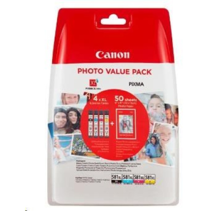 Canon CARTRIDGE CLI-581XL BK/C/M/Y fotopapír PP-201 pro PIXMA TS615x, TS625x, TS635x, TS815x (400 str.) Canon CARTRIDGE CLI-581XL BK/C/M/Y fotopapír PP-201 pro PIXMA TS615x, TS625x, TS635x, TS815x (400 str.)