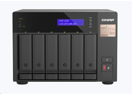 QNAP QVP-63B (4C/i3/16GBRAM/6xSATA/2xM.2/3xUSB3.2/1xHDMI/2x2,5GbE/2xPCle)