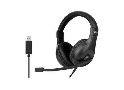 C-TECH Sluchátka MHS-05U, USB, k PC, černá