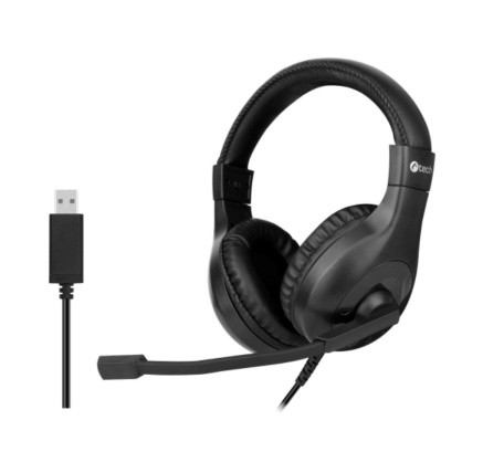 C-TECH Sluchátka MHS-05U, USB, k PC, černá