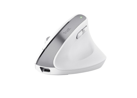 TRUST myš Bayo+ Ergonomická vertikální myš, Bezdrátová, bílá