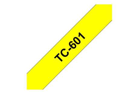 BROTHER Originální pásková kazeta pro tisk štítků Brother TC601 – černý tisk na žlutém podkladu, šířka 12 mm