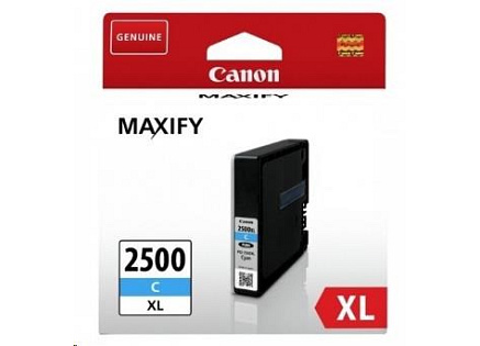 Canon CARTRIDGE PGI-2500XL C azurová pro Maxify iB4050, iB4150, MB5050, MB5150, MB5155, MB5350, MB5450, MB5455 (1755str)