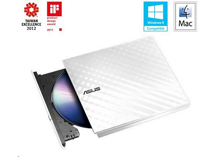 ASUS DVD Writer SDRW-08D2S-U LITE/WHITE, External Slim DVD-RW, white, USB