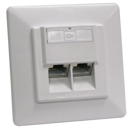 Zásuvka STP 2x RJ45 Cat5E, duální svorkovnice, pod omítku