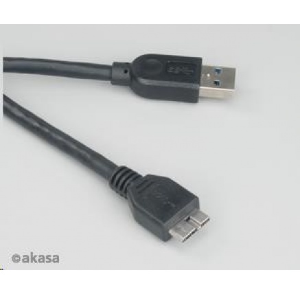 AKASA kabel USB, male A na micro B male USB 3.0, 100cm, černý