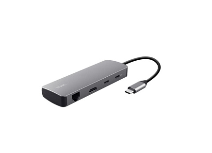 TRUST Dokovací stanice DALYX USB-C, 8v1, HDMI, RJ45, 2xUSB-C, 2xUSB-A, microSD/SD karta, šedá TRUST Dokovací stanice DALYX USB-C, 8v1, HDMI, RJ45, 2xUSB-C, 2xUSB-A, microSD/SD karta, šedá
