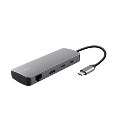 TRUST Dokovací stanice DALYX USB-C, 8v1, HDMI, RJ45, 2xUSB-C, 2xUSB-A, microSD/SD karta, šedá TRUST Dokovací stanice DALYX USB-C, 8v1, HDMI, RJ45, 2xUSB-C, 2xUSB-A, microSD/SD karta, šedá