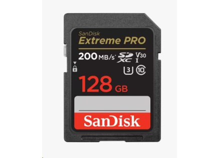 SanDisk SDXC karta 128GB Extreme PRO (200 MB/s Class 10, UHS-I U3 V30)