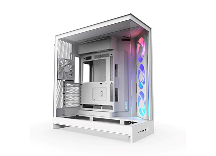 NZXT skříň H9 Flow ARGB dvoukomorová ATX / 3xRGB 140 mm / 1x 120mm fan / prosklená / bílá
