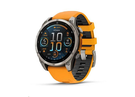 Garmin fenix® 8 – 47 mm, AMOLED, Sapphire, Titanium s Orange/Graphite silikonovým řemínkem, EU Garmin fenix® 8 – 47 mm, AMOLED, Sapphire, Titanium s Orange/Graphite silikonovým řemínkem, EU