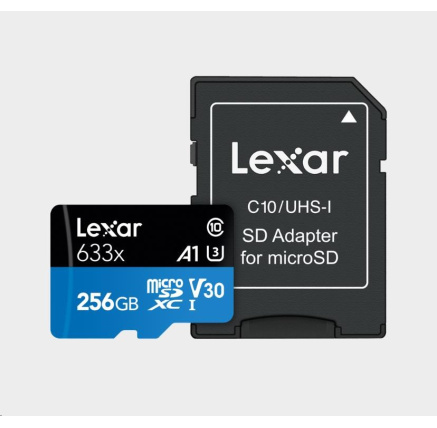 Lexar microSDXC 633x UHS-I/A1/U3/10 R100/W45MB (V30) 256GB