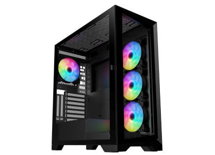 VeinX case GL29AL-BK, ATX, Průhledná bočnice, 4x 120mm ARGB Fan, ARGB Hub, Černá