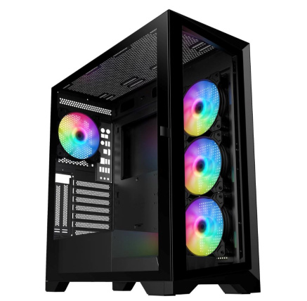 VeinX case GL29AL-BK, ATX, Průhledná bočnice, 4x 120mm ARGB Fan, ARGB Hub, Černá VeinX case GL29AL-BK, ATX, Průhledná bočnice, 4x 120mm ARGB Fan, ARGB Hub, Černá