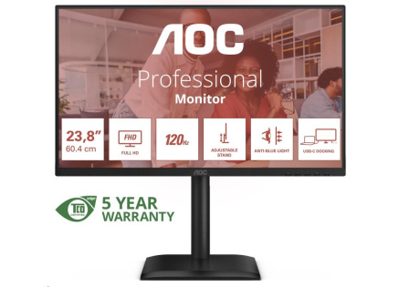AOC MT 23,8" 24E4CV - 1920x1080,IPS,120Hz,1xHDMI,1xDP,USBhub,USB-C,PD,RJ45,Repro,Pivot