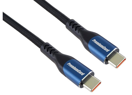 PremiumCord USB-C kabel ( USB 3.2 GEN 2x2, 5A, 100W, 20Gbit/s ) 1m, bavlněný oplet
