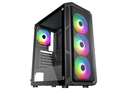 BAZAR - VeinX case HERMES MESH Mid Tower, ATX, 1xUSB 3.0, 2xUSB 2.0, 4x ARGB Fan, ARGB Controller, černá, poškozený obal