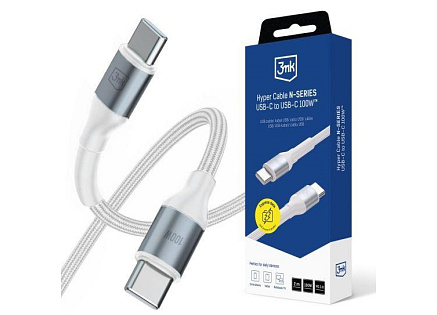 3mk Hyper Cable N-SERIES C to C 2m PD 3.0 QC 3.0 20V/5A 100W White 3mk Hyper Cable N-SERIES C to C 2m PD 3.0 QC 3.0 20V/5A 100W White