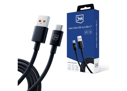 3mk datový kabel - Hyper Cable A to C 1.2m 3A, černá 3mk datový kabel - Hyper Cable A to C 1.2m 3A, černá