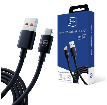 3mk datový kabel - Hyper Cable A to C 1.2m 3A, černá 3mk datový kabel - Hyper Cable A to C 1.2m 3A, černá