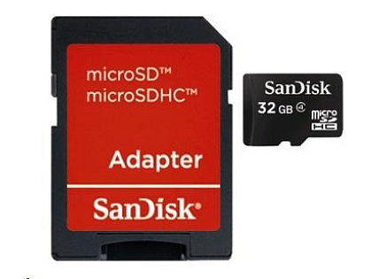 SanDisk MicroSDHC karta 32GB (Class 4) + adaptér