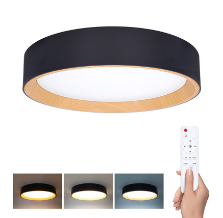 Solight LED osvětlení s dálkovým ovladačem Larios Black, 48W, 3360lm, 39cm, změna chromatičnosti, stmívatelné