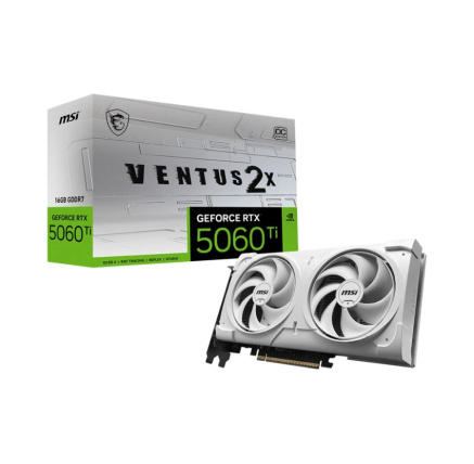 MSI VGA NVIDIA GeForce RTX 5060 Ti 16G VENTUS 2X OC WHITE PLUS, RTX 5060 Ti, 16GB GDDR7, 3xDP, 1xHDMI