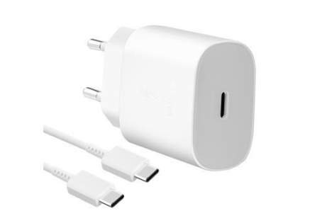 Samsung síťová nabíječka EP-TA800EWE + kabel EP-DA905BWE USB-C, 25W, bílá, (bulk)