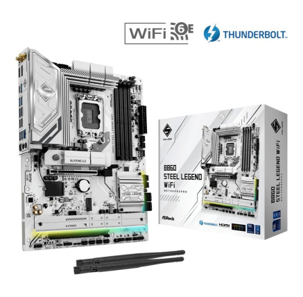 ASRock MB Sc LGA1851 B860 Steel Legend WiFi, Intel B860, 4xDDR5, 1xThunderbolt, 1xDP, 1xHDMI, WiFi, ATX ASRock MB Sc LGA1851 B860 Steel Legend WiFi, Intel B860, 4xDDR5, 1xThunderbolt, 1xDP, 1xHDMI, WiFi, ATX