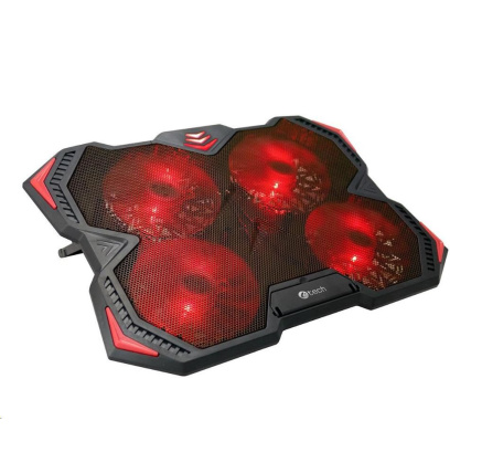 C-TECH chladící podložka pod NTB Zefyros (GCP-01R), casual gaming, 17,3", červené podsvícení, regulace otáček