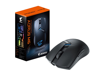 GIGABYTE Herní myš Aorus M6, Bezdrátová 2.4GHz, USB-C, černá