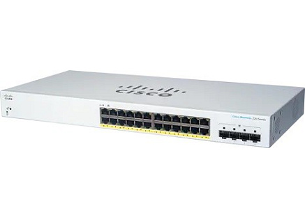 Cisco switch CBS220-24FP-4G (24xGbE,4xSFP,24xPoE+,382W)