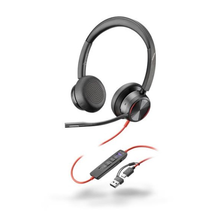 Poly Blackwire 8225 MS Teams náhlavní souprava, USB-C/A adaptér, stereo