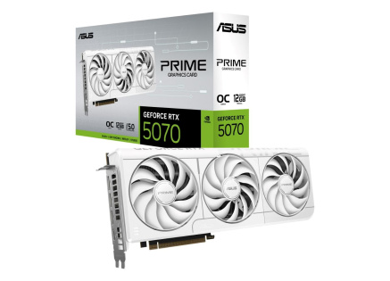 ASUS VGA NVIDIA GeForce RTX 5070 PRIME 12GB OC WHITE, 12GB GDDR7, 3xDP, 1xHDMI